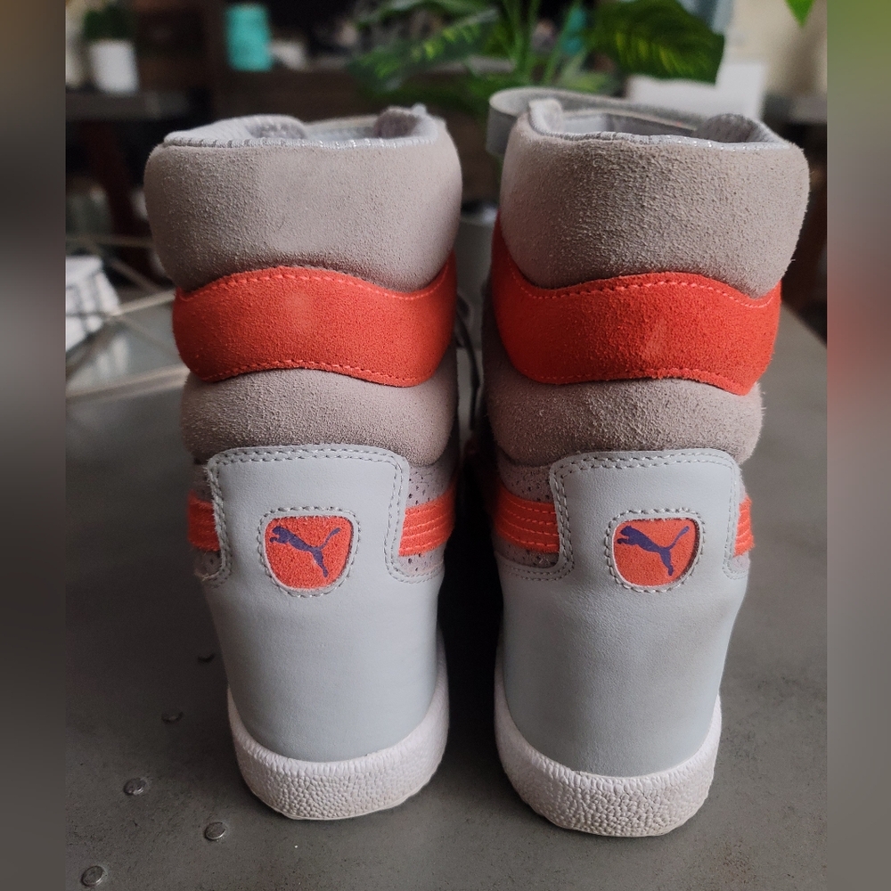 Puma Sky Wedge Gray & Orange High-Top Sneakers - Picture 3 of 3